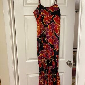 FARM Rio Vibrant Floral Maxi Dress in Red and Orange